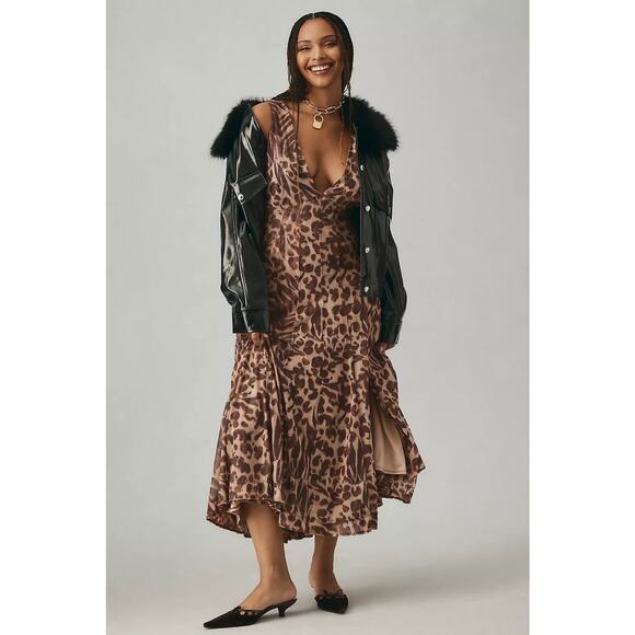 Pilcro Dresses & Skirts - Pilcro Seamed V-Neck Leopard Mesh Dress Plus Size Dress 1X NWT $160